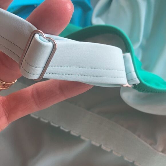 Land’s End V wrap underwire Tankini top green aqua turquoise adjustable Various - Picture 7 of 8